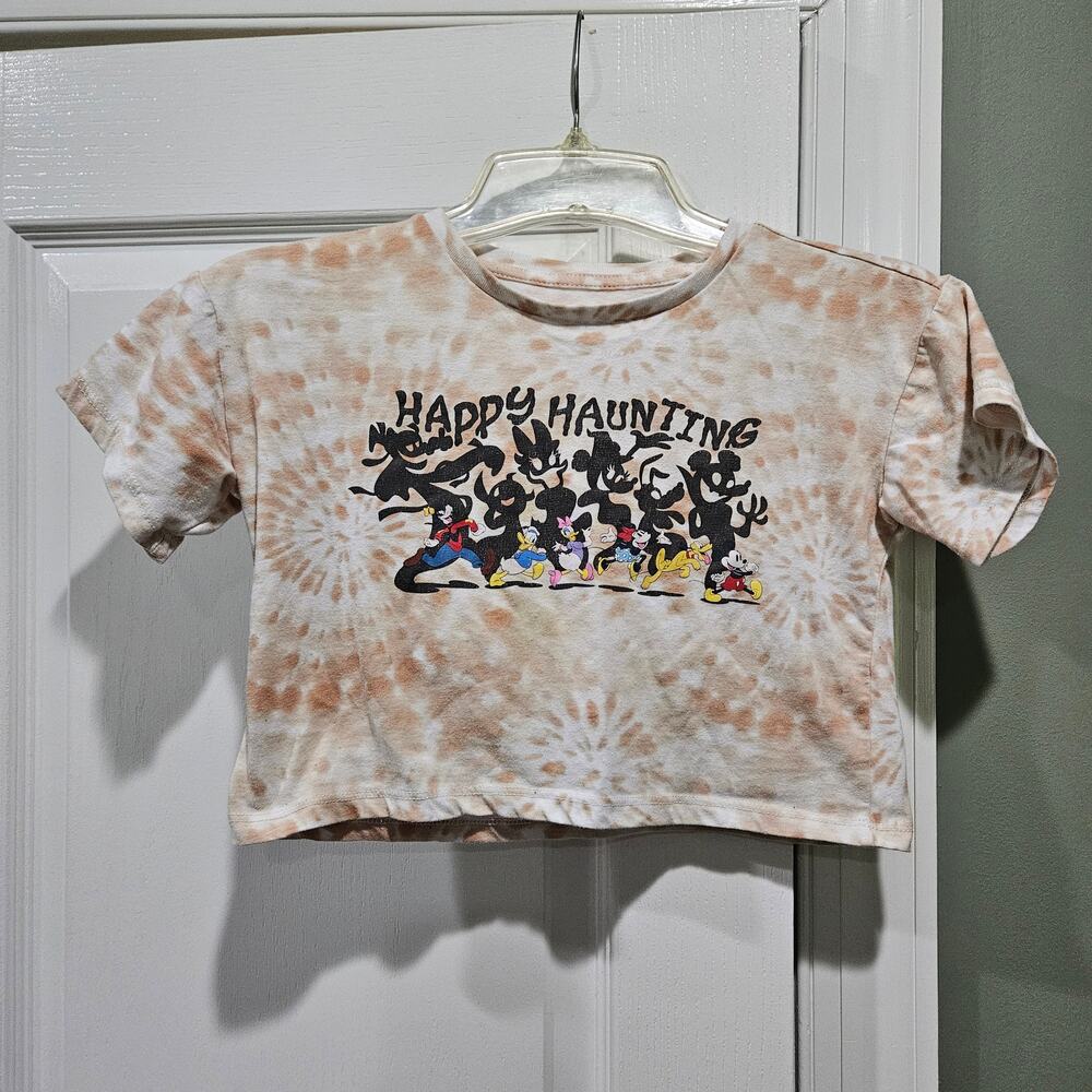 Disney Mickey & Friends Girl's Small (6/6X) Halloween Tie Dye Cropped T-shirt